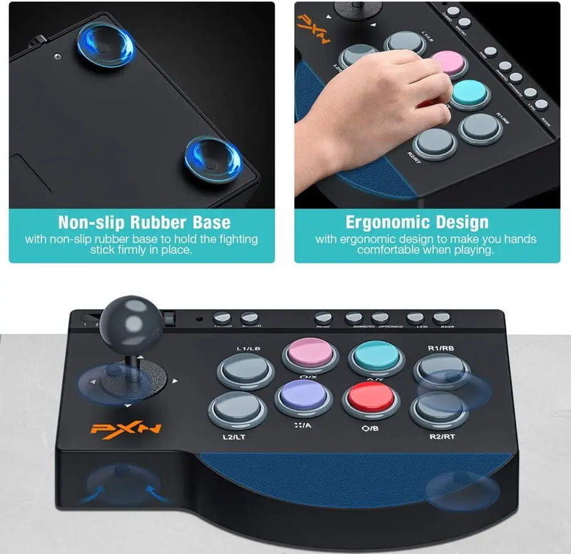 PXN 0082 USB Wired Game Joystick, Arcade Console Rocker, controlador de luta, joystick de jogos para PS3, PS4, Switch, PC, Android TV, XBOX