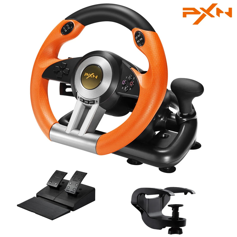 PXN-V3 Pro Gaming Racing Volante, 180 ° para PC, Windows, PS3, PS4, Switch, Xbox One, Xbox Series X, S, PC, Volante