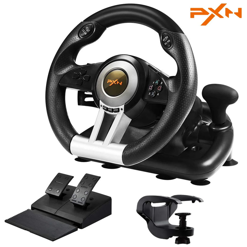 PXN-V3 Pro Gaming Racing Volante, 180 ° para PC, Windows, PS3, PS4, Switch, Xbox One, Xbox Series X, S, PC, Volante
