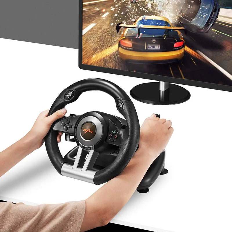PXN-V3 Pro Gaming Racing Volante, 180 ° para PC, Windows, PS3, PS4, Switch, Xbox One, Xbox Series X, S, PC, Volante