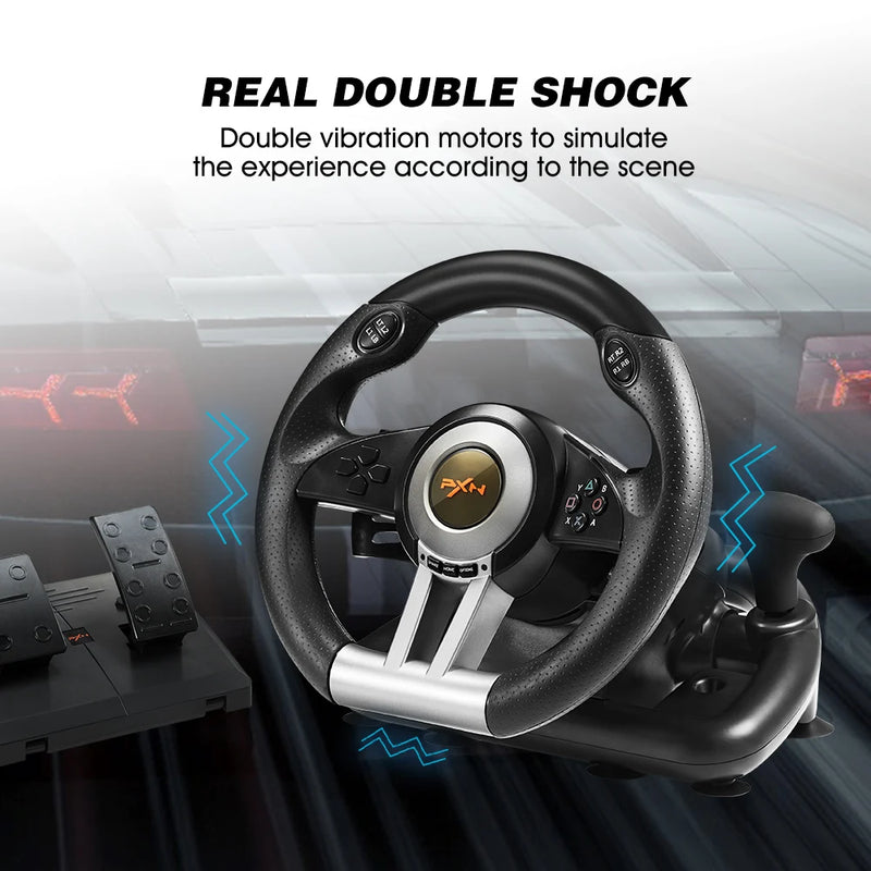 PXN-V3 Pro Gaming Racing Volante, 180 ° para PC, Windows, PS3, PS4, Switch, Xbox One, Xbox Series X, S, PC, Volante