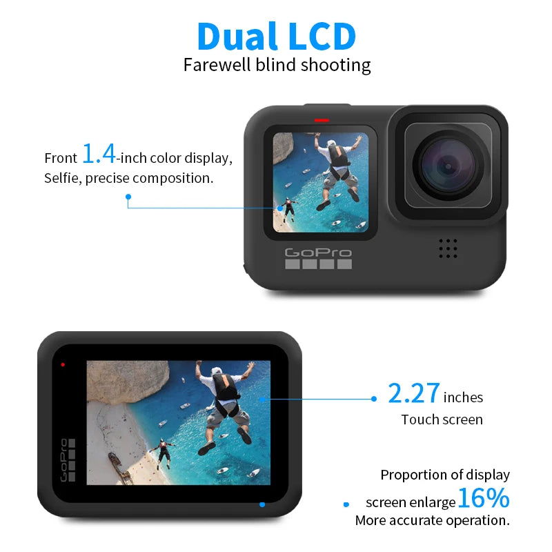 (Pagamento do imposto DDU ) Mini câmera com acessórios incluídos  GoPro-Hero 9 Black Action Camera, 4K, 5.2K Vídeo, 20MP, Tela frontal colorida, Capacete ao vivo, Câmera esportiva