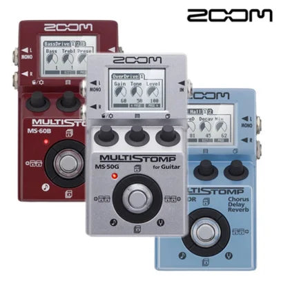 Pedal de efeito de guitarra multi para baixo, Stompbox integrado, Zoom MS-50G, MS-60B, MS-70CDR, Reverb Chorus Delay, MS50G