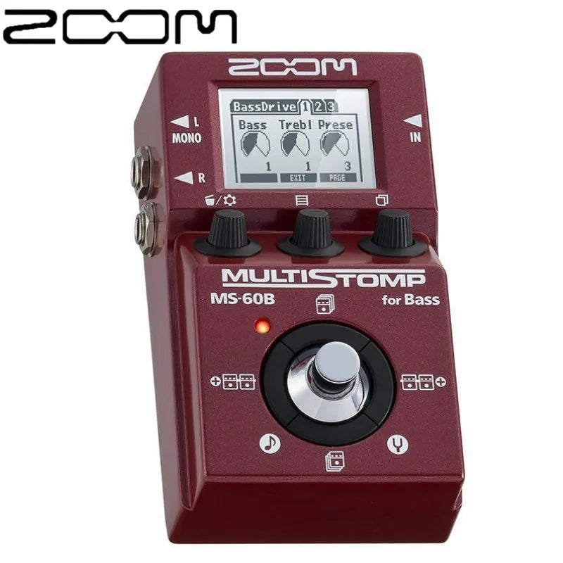 Pedal de efeito de guitarra multi para baixo, Stompbox integrado, Zoom MS-50G, MS-60B, MS-70CDR, Reverb Chorus Delay, MS50G