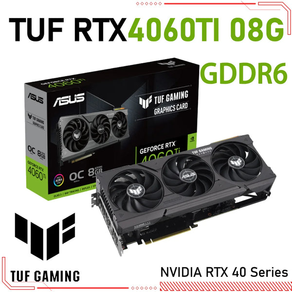 Placa Gráfica Série NVIDIA-RTX 40, ASUS TUF, RTX 4060TI, Jogos O8G, 18000MHz, 8GB GDDR6, 8Pin, 128Bit, PCI Express 4.0, Placa de Vídeo