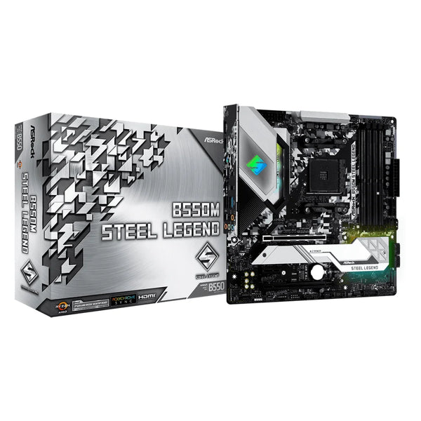Placa-Mãe AsRock B550M Steel Legend, AMD AM4, mATX, DDR4, HDMI - 90-MXBCU0-A0UAYZ