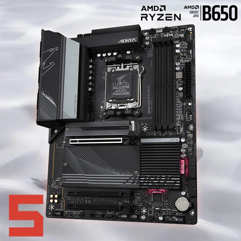 Placa-mãe Aorus Elite AX AM5, soquete AMD B650 Ryzen série 7000, Área de Trabalho DDR5, R3, R5, R7, R9, CPU, PCI-E 4.0, ATX