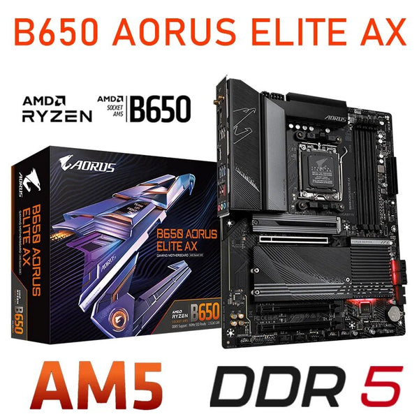 Placa-mãe Aorus Elite AX AM5, soquete AMD B650 Ryzen série 7000, Área de Trabalho DDR5, R3, R5, R7, R9, CPU, PCI-E 4.0, ATX