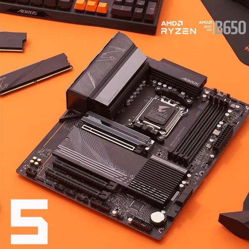 Placa-mãe Aorus Elite AX AM5, soquete AMD B650 Ryzen série 7000, Área de Trabalho DDR5, R3, R5, R7, R9, CPU, PCI-E 4.0, ATX