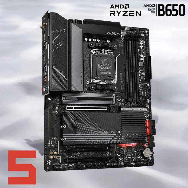 Placa-mãe Aorus Elite AX AM5, soquete AMD B650 Ryzen série 7000, Área de Trabalho DDR5, R3, R5, R7, R9, CPU, PCI-E 4.0, ATX