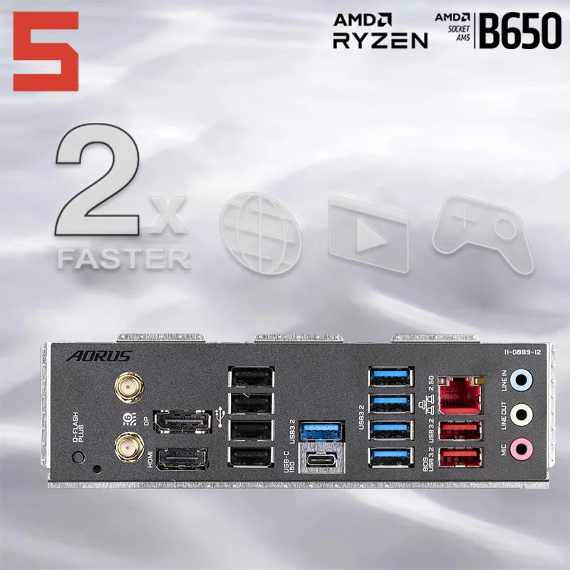 Placa-mãe Aorus Elite AX AM5, soquete AMD B650 Ryzen série 7000, Área de Trabalho DDR5, R3, R5, R7, R9, CPU, PCI-E 4.0, ATX