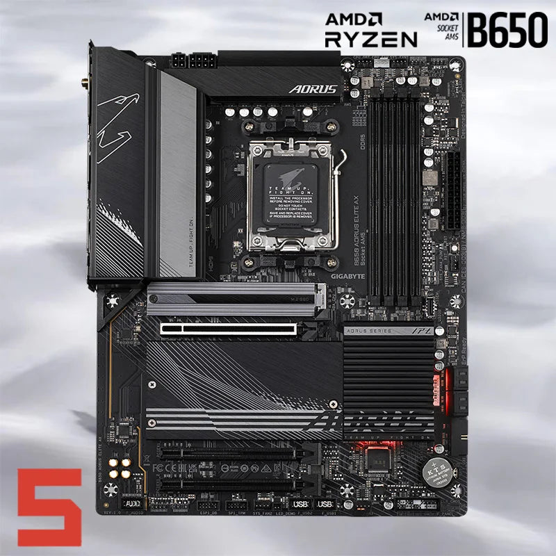 Placa-mãe Aorus Elite AX AM5, soquete AMD B650 Ryzen série 7000, Área de Trabalho DDR5, R3, R5, R7, R9, CPU, PCI-E 4.0, ATX
