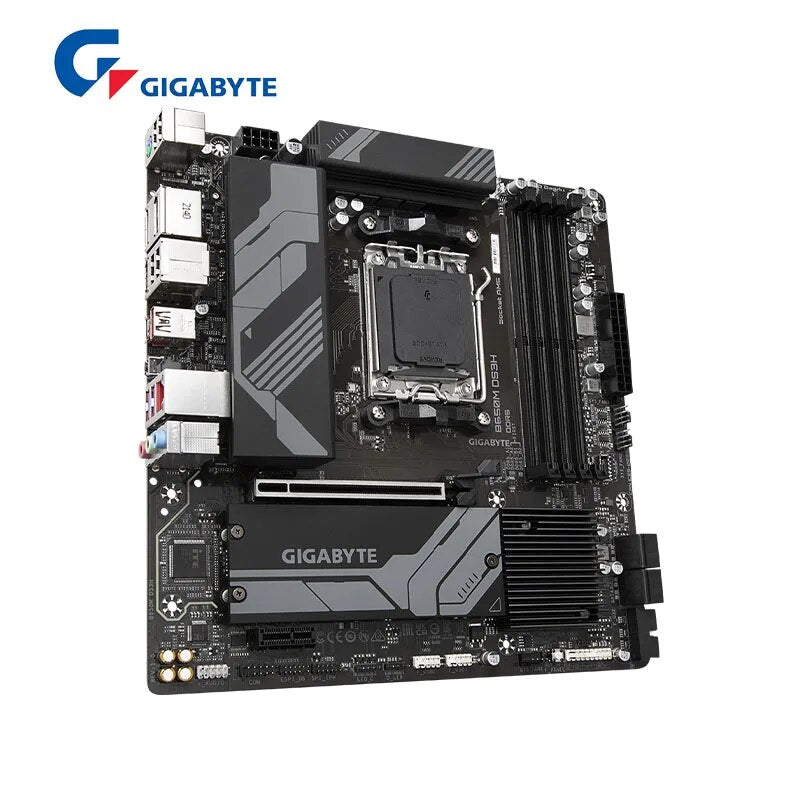 Placa-mãe Gigabyte-B650M DS3H, AM5, LGA 1718, AMD, B650, Micro ATX, DDR5, PCIe 4.0 M.2, PCIe 4.0, 2.5 GHz LAN, 3 anos de garantia