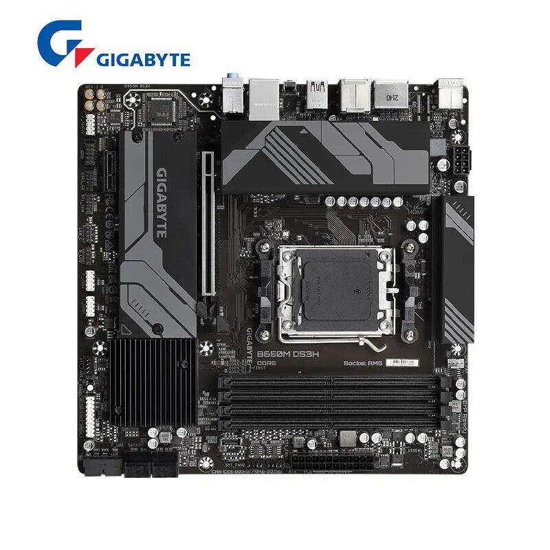 Placa-mãe Gigabyte-B650M DS3H, AM5, LGA 1718, AMD, B650, Micro ATX, DDR5, PCIe 4.0 M.2, PCIe 4.0, 2.5 GHz LAN, 3 anos de garantia