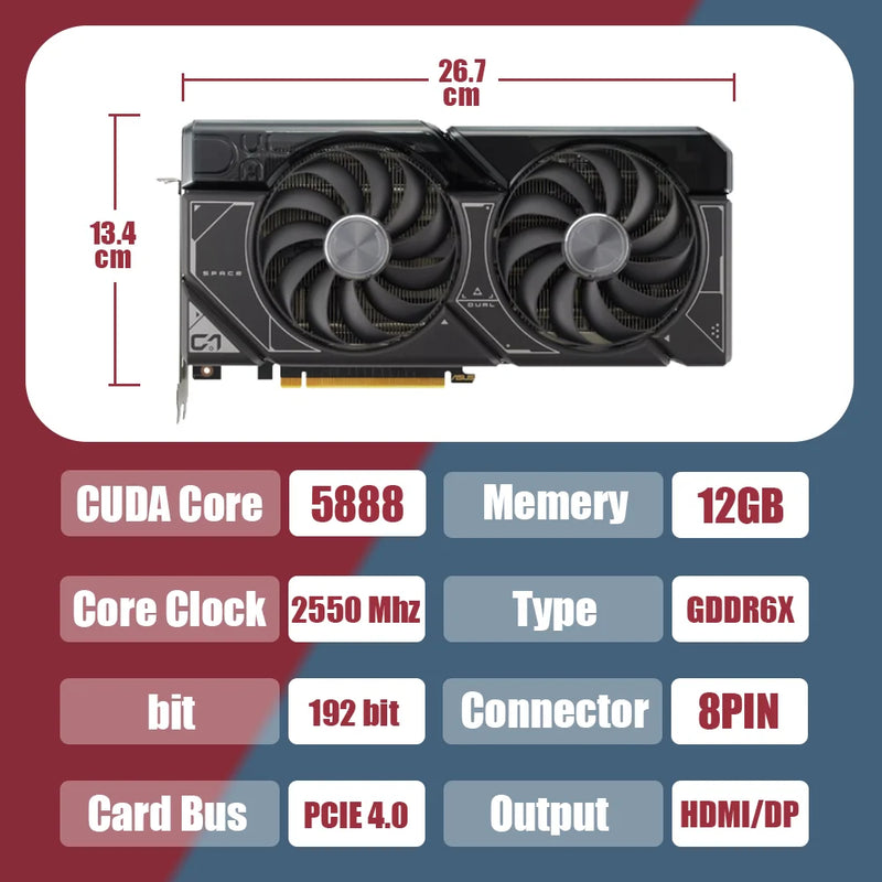 Placas de Vídeo ASUS TUF RTX 4070 OC 12G GAMING ASUS NVIDIA RTX 4070 Series GDDR6X Memória 12GB Placa Gráfica GPU 192bit PCIE4.0