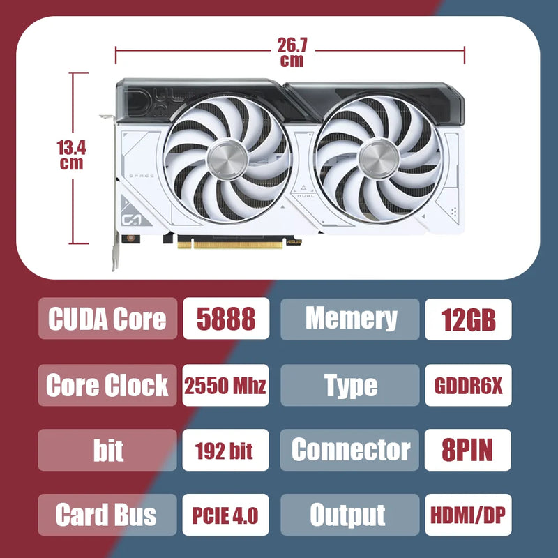Placas de Vídeo ASUS TUF RTX 4070 OC 12G GAMING ASUS NVIDIA RTX 4070 Series GDDR6X Memória 12GB Placa Gráfica GPU 192bit PCIE4.0