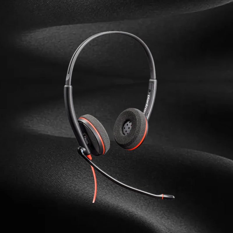 Poly Plantronics-C3220 Auscultadores com cancelamento de ruído, USB, alta definição, com fio estéreo, HD Chamada, Binaural Headset