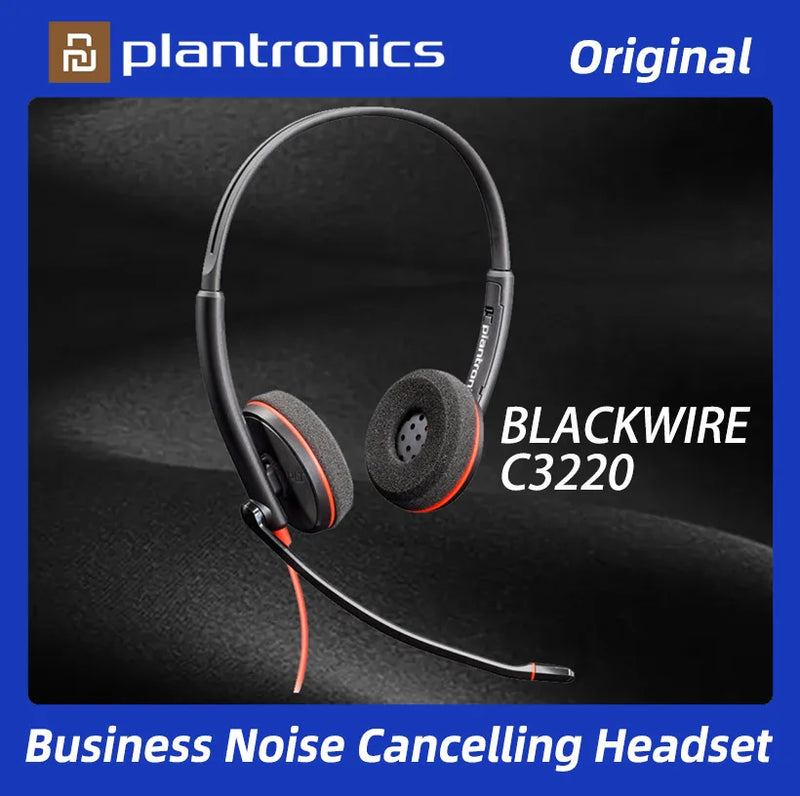 Poly Plantronics-C3220 Auscultadores com cancelamento de ruído, USB, alta definição, com fio estéreo, HD Chamada, Binaural Headset