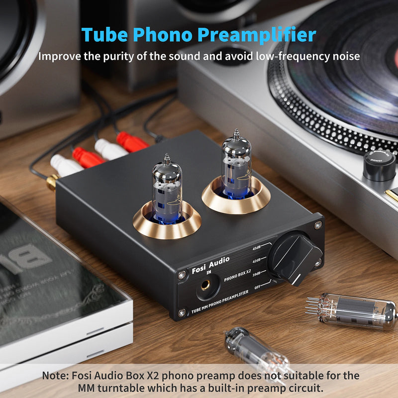 Pré-amplificador de áudio fono fosi para pré-amplificador de fonógrafo de mesa giratória mini caixa de amplificador de tubo de vácuo de áudio hifi estéreo x2 para diy