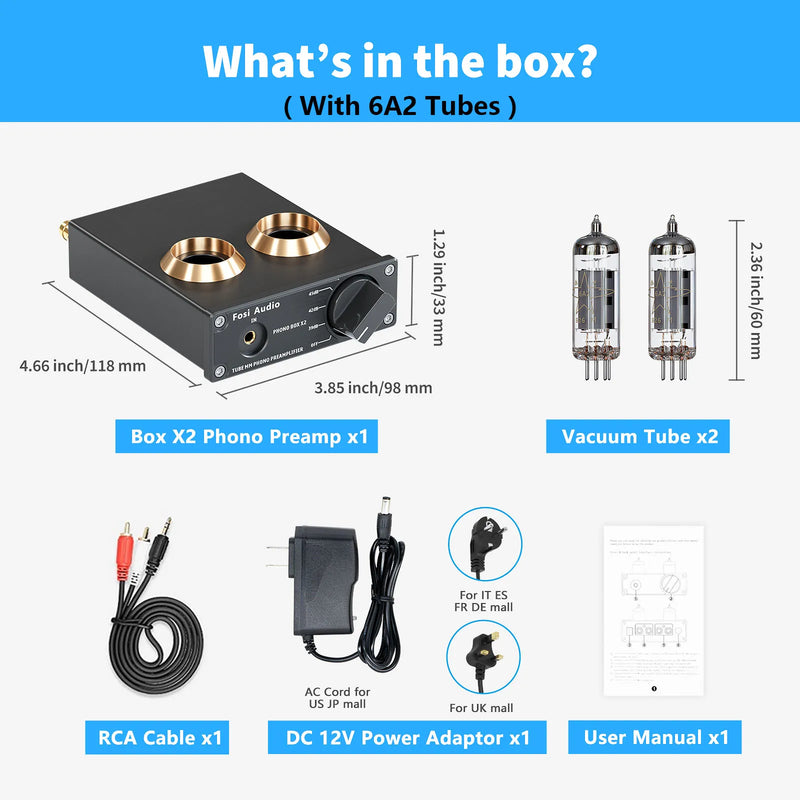 Pré-amplificador de áudio fono fosi para pré-amplificador de fonógrafo de mesa giratória mini caixa de amplificador de tubo de vácuo de áudio hifi estéreo x2 para diy