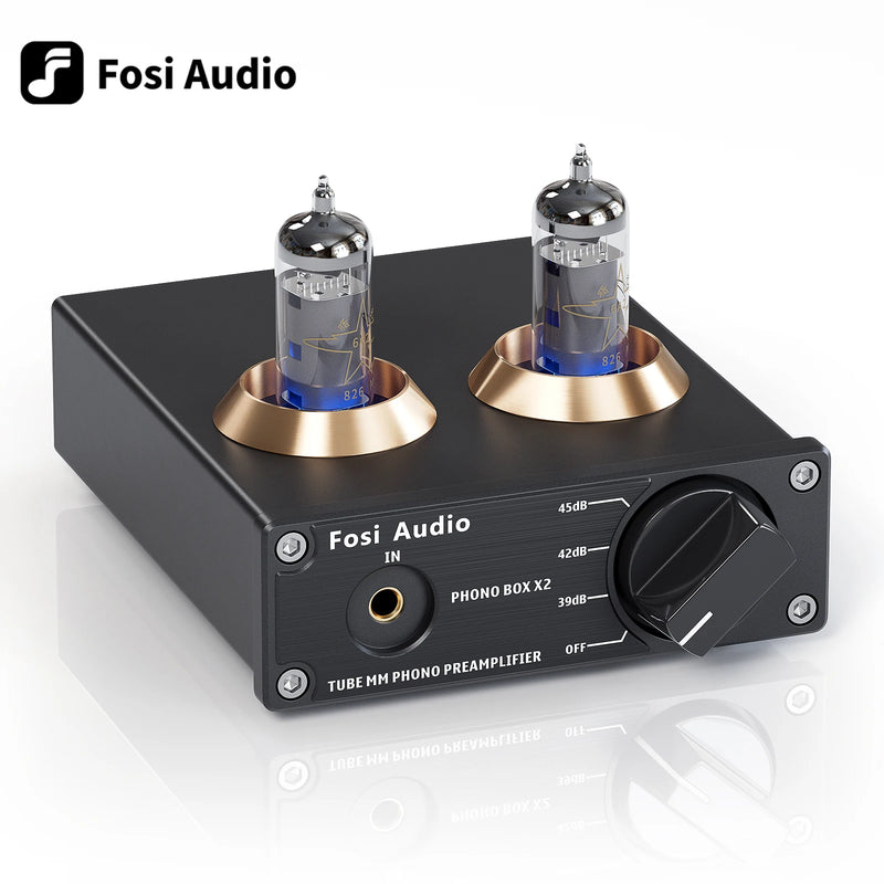 Pré-amplificador de áudio fono fosi para pré-amplificador de fonógrafo de mesa giratória mini caixa de amplificador de tubo de vácuo de áudio hifi estéreo x2 para diy