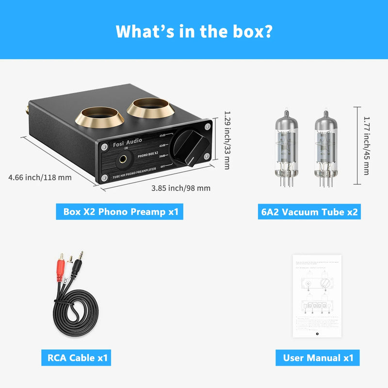 Pré-amplificador de áudio fono fosi para pré-amplificador de fonógrafo de mesa giratória mini caixa de amplificador de tubo de vácuo de áudio hifi estéreo x2 para diy