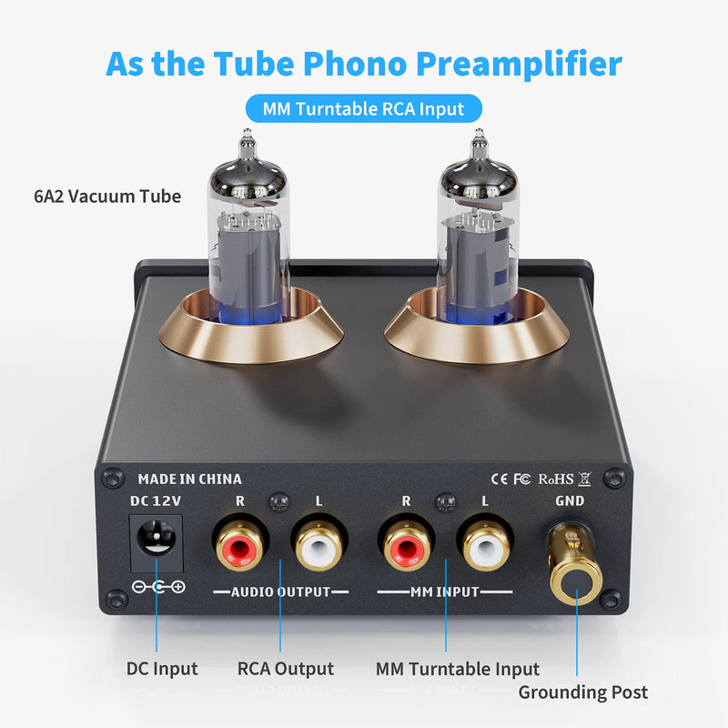 Pré-amplificador de áudio fono fosi para pré-amplificador de fonógrafo de mesa giratória mini caixa de amplificador de tubo de vácuo de áudio hifi estéreo x2 para diy