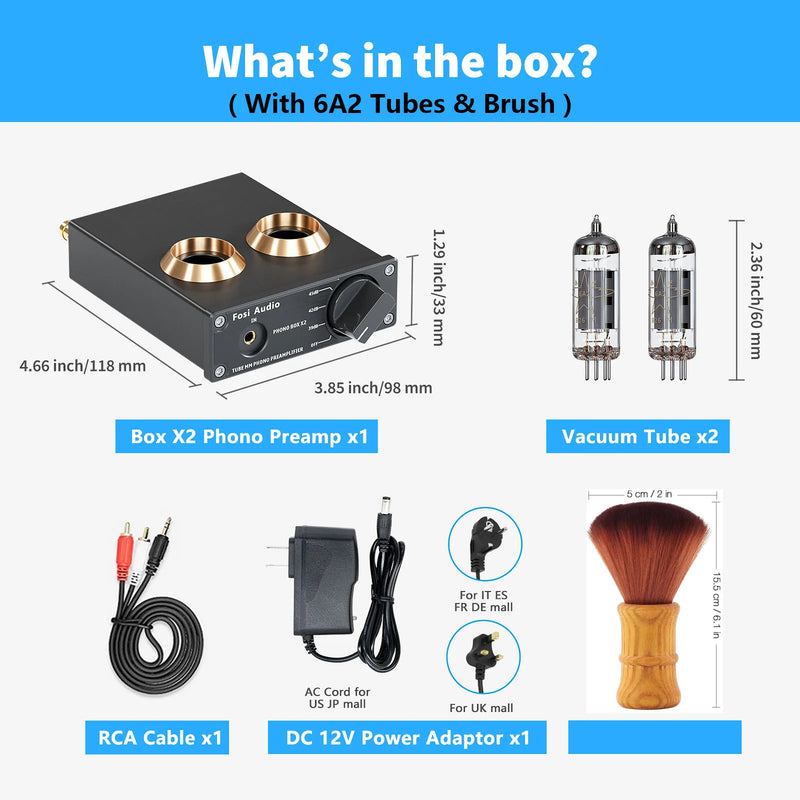 Pré-amplificador de áudio fono fosi para pré-amplificador de fonógrafo de mesa giratória mini caixa de amplificador de tubo de vácuo de áudio hifi estéreo x2 para diy
