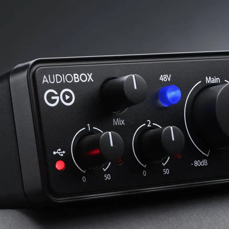 Presonus AudioBox GO Portable Audio Interface, 2 em 2 Out, Profissional XMAX-L Mic Preamp para Gravação Doméstica e Móvel