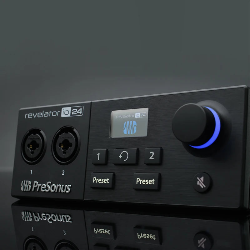 Presonus revelador io24 interface de áudio usb placa de som controlador de gravação ao vivo para fluxo, podcast e gravação