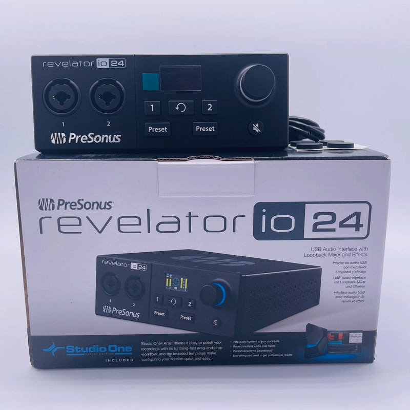 Presonus revelador io24 interface de áudio usb placa de som controlador de gravação ao vivo para fluxo, podcast e gravação