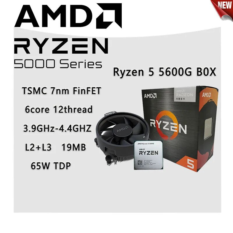 Processador AMD Ryzen 5 5600G R5 5600G 3.9GHz com seis núcleos e doze thread 65W CPU L3 = 16M 100-000000252 Soquete AM4 Novo E Tem Ventilador