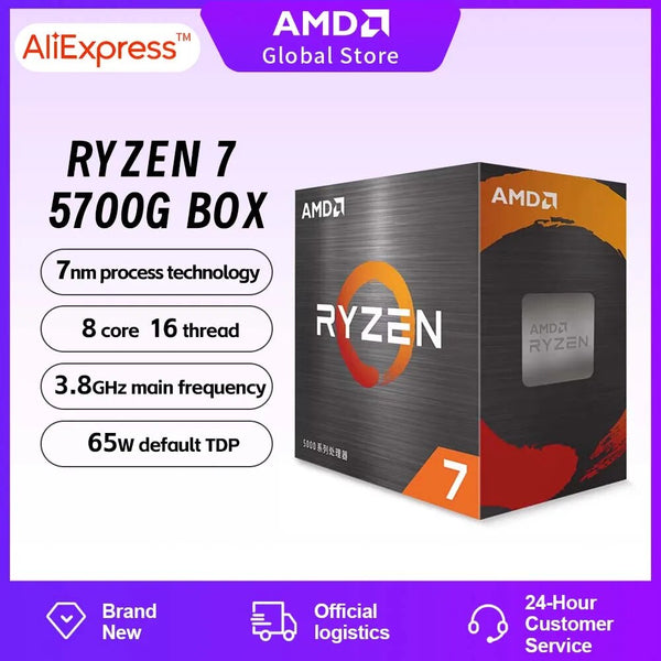 Processador AMD Ryzen 7 Desktop com Ventoinha Cooler, R7 5700G, 8 núcleos, 16 thread, chips gráficos integrados, processador de CPU, novíssimo