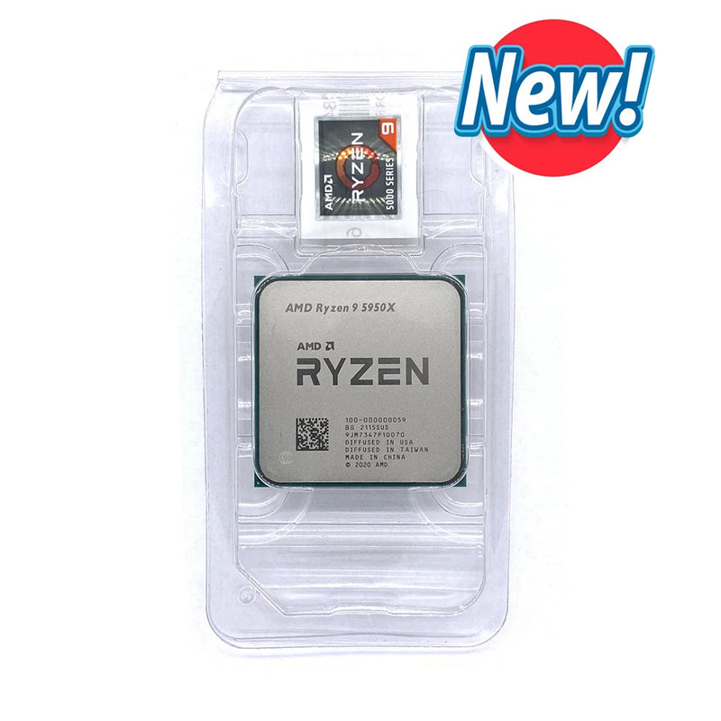 Processador CPU AMD Ryzen 9, 5950X, R9, 5950X, 3,4 GHz, 16 núcleos, 32 thread, 7NM, L3 = 72M, 100-000000059, soquete AM4, origem Box sem ventilador, Novo