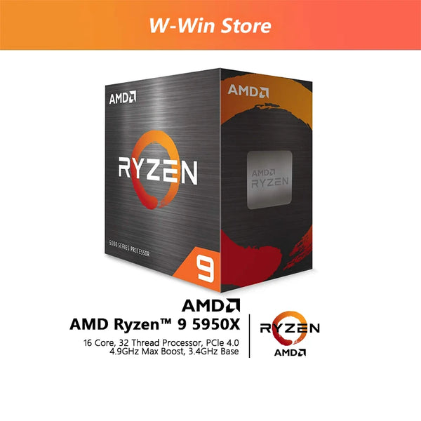 Processador CPU AMD Ryzen 9, 5950X, R9, 5950X, 3,4 GHz, 16 núcleos, 32 thread, 7NM, L3 = 72M, 100-000000059, soquete AM4, origem Box sem ventilador, Novo