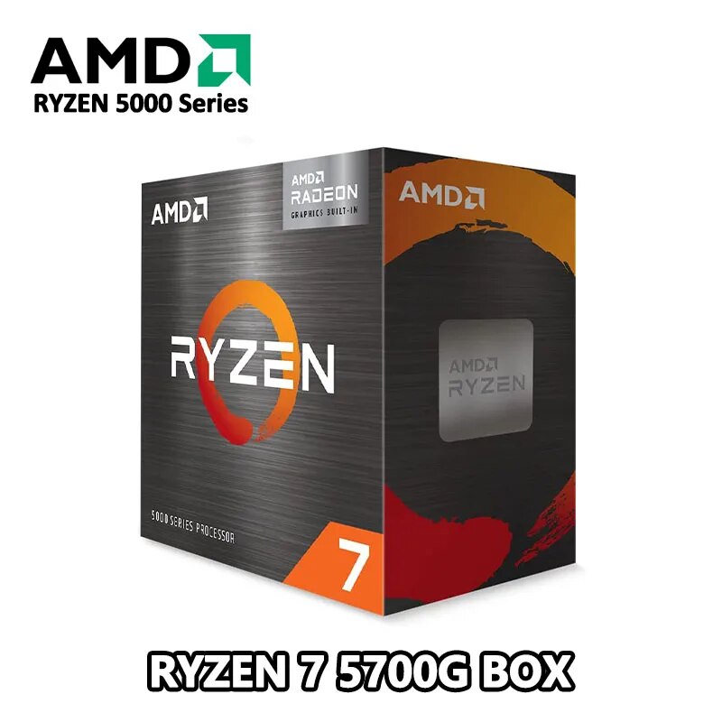 Processador de desktop desbloqueado com placa gráfica Radeon, 7 5700G, R7 5700G, 8 núcleos, 16 thread, 100-100000263, soquete de caixa, AM4