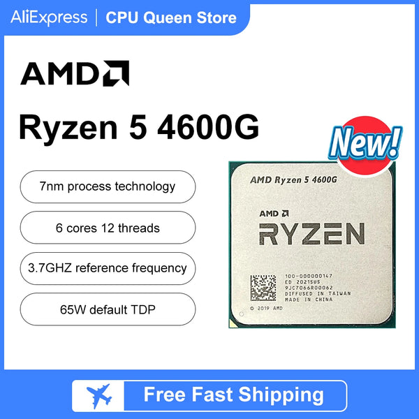 Processador para CPU AMD Ryzen 5, R5 4600G, 3,7 GHz, 6 núcleos, 12 thread, 7NM, L3 = 8M, 100-000000147, AM4, Novo, mas sem refrigerador