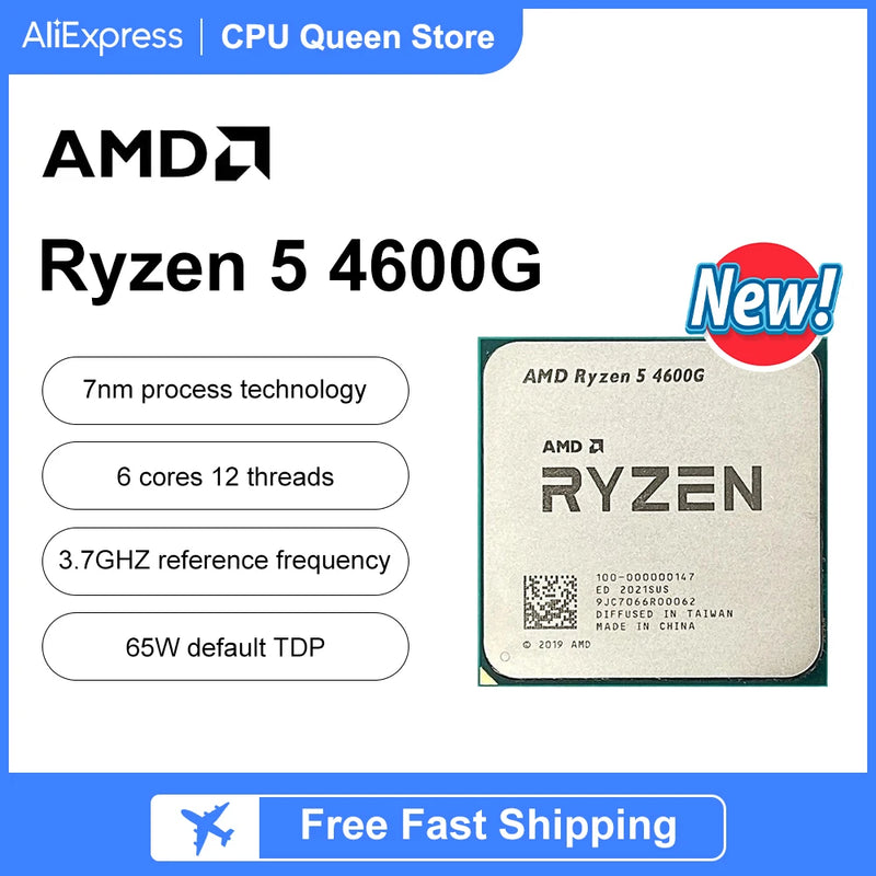 Processador para CPU AMD Ryzen 5, R5 4600G, 3,7 GHz, 6 núcleos, 12 thread, 7NM, L3 = 8M, 100-000000147, AM4, Novo, mas sem refrigerador