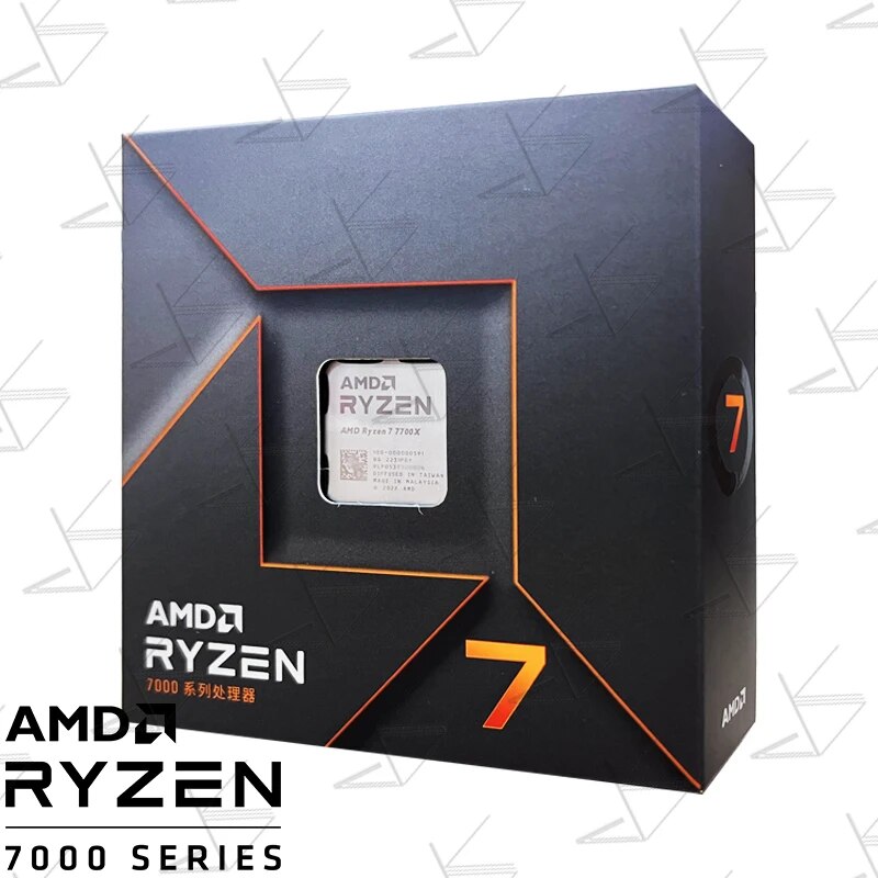 Processador para CPU AMD Ryzen 7, R7 7700X, 100-000000591, 4,5 GHz, 8 núcleos, 16 thread, 5nm, Zen 4, Soquete 105W, AM5 LGA1718, Sem ventilador, Novo