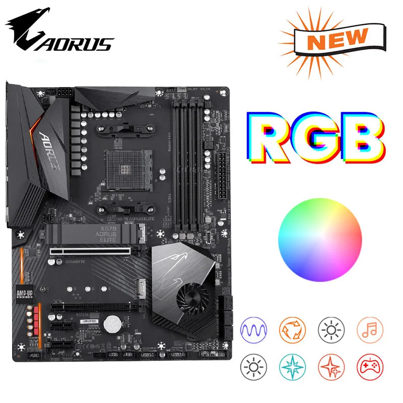 Processadores AMD Radeon Placa-mãe, Socket AM4, AMD X570, GIGABYTE X570, AORUS ELITE, DDR4, 128GB, R7 5700X CPU