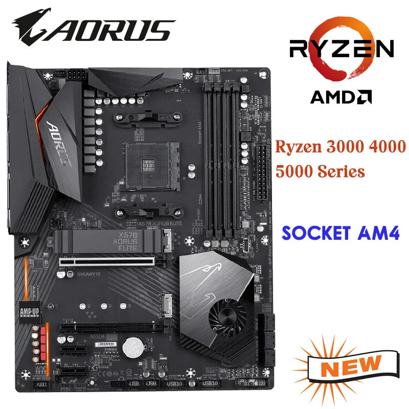 Processadores AMD Radeon Placa-mãe, Socket AM4, AMD X570, GIGABYTE X570, AORUS ELITE, DDR4, 128GB, R7 5700X CPU