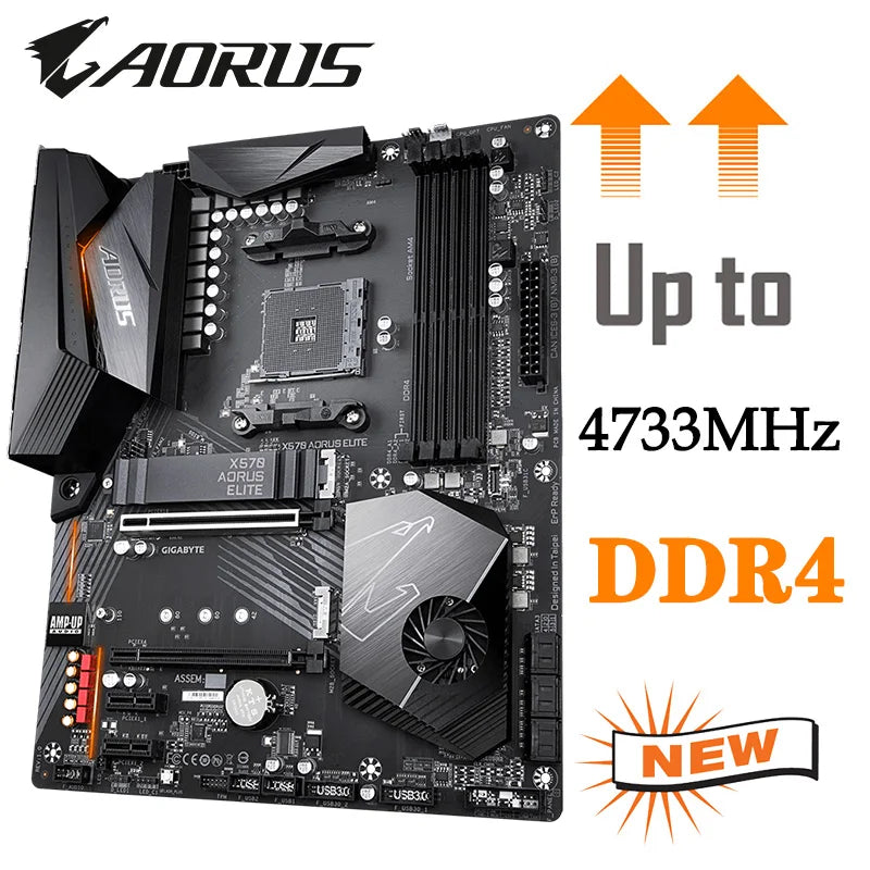 Processadores AMD Radeon Placa-mãe, Socket AM4, AMD X570, GIGABYTE X570, AORUS ELITE, DDR4, 128GB, R7 5700X CPU