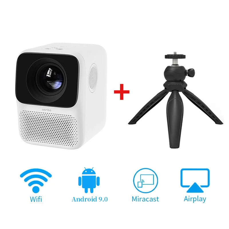 Projetor LED Wanbo T2 MAX Mini, Portátil, Wi-Fi, Full HD, 4K, 1080P, 5000 Lumens, 1920x1080P, Correção Keystone para Casa