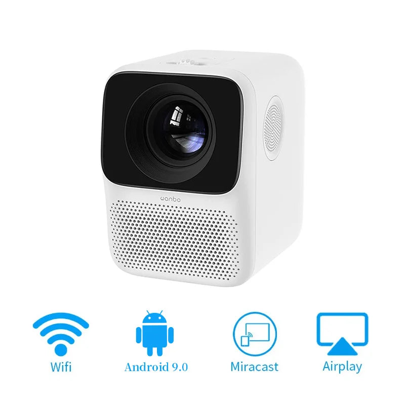 Projetor LED Wanbo T2 MAX Mini, Portátil, Wi-Fi, Full HD, 4K, 1080P, 5000 Lumens, 1920x1080P, Correção Keystone para Casa