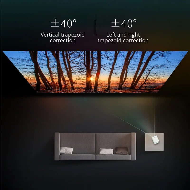 Projetor LED Wanbo T2 MAX Mini, Portátil, Wi-Fi, Full HD, 4K, 1080P, 5000 Lumens, 1920x1080P, Correção Keystone para Casa