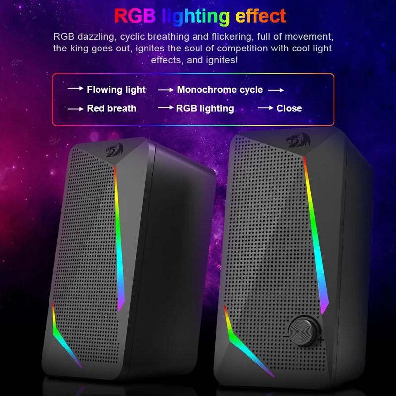 REDRAGON-Alto-falantes estéreo surround, alto-falantes para jogos, barra de som para computador, desktop, PC, alto-falantes, 3,5mm, Aux 2.0, valsa GS510