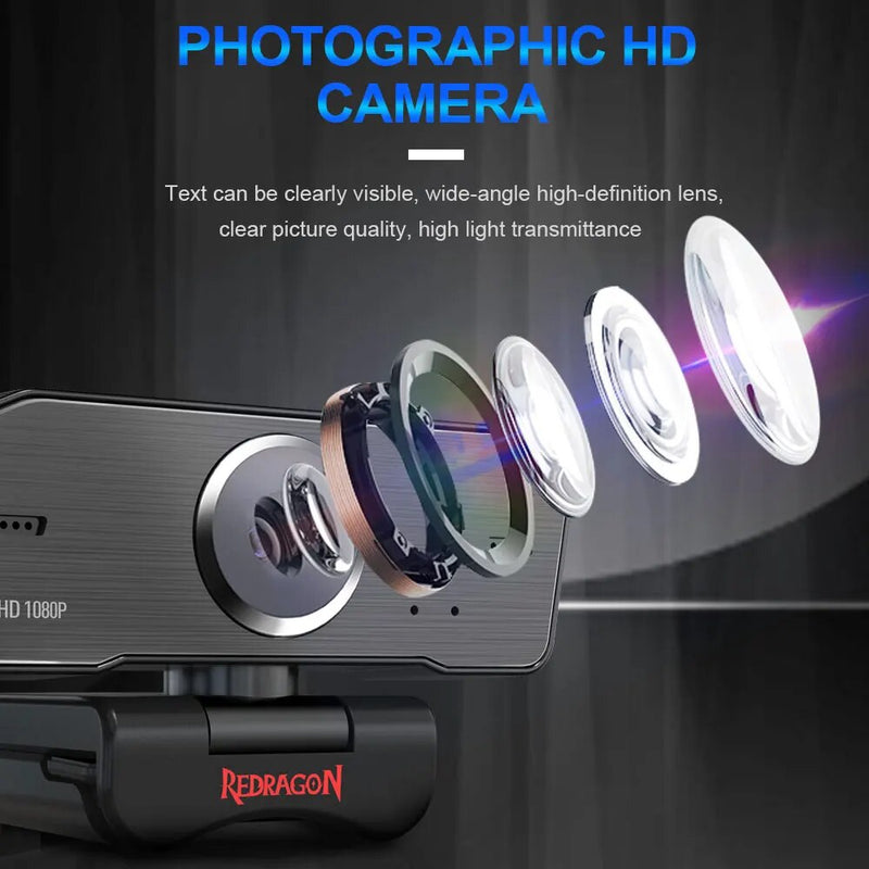 REDRAGON GW800 HITMAN USB HD Webcam Built-In Microfone Inteligente 1920X1080P 30fps Camera Web Cam para laptops de Desktop Jogo PC