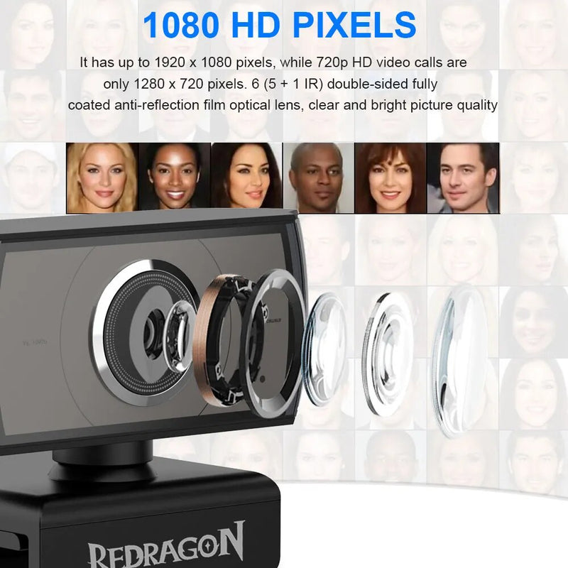 REDRAGON GW900 ÁPICE Webcam USB HD Built-In Microfone 1920X1080P 30fps autofocus Web Cam Camera para laptops de Desktop Jogo PC