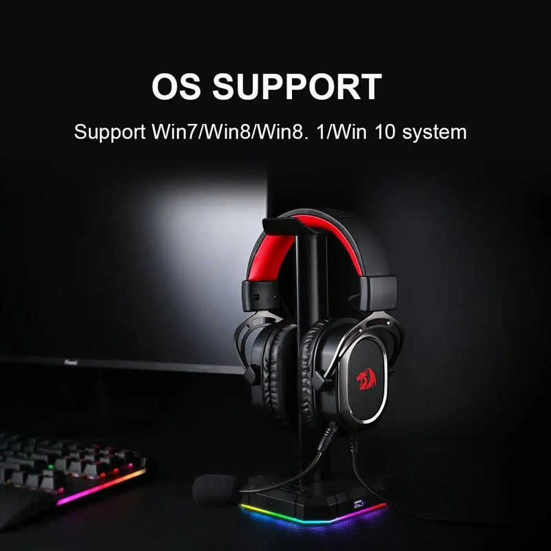 REDRAGON-H710 Pro Helios Gaming Headphone, Microfone Cancelamento De Ruído, 7.1 Surround USB, Headset De Computador, Controlador EQ, Fones De Ouvido