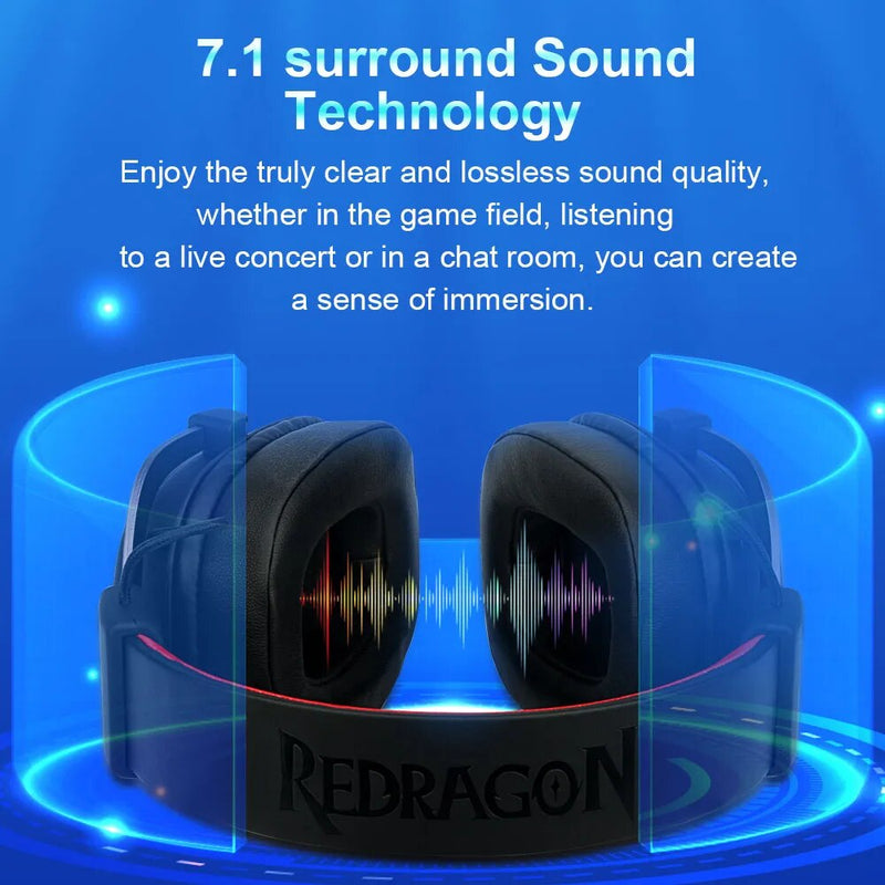 REDRAGON ZEUS 2 H510 Gaming USB Fone De Ouvido com cancelamento de Ruído, 7.1 Surround de Computação headset Fones De Ouvido Microfone para PS5/4 Xbox Um